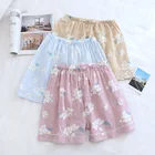 Летние шорты, женские штаны для сна, мягкая 100% марлевая хлопковая клетчатая Женская пижама, одежда для сна, штаны, Пижамные шорты