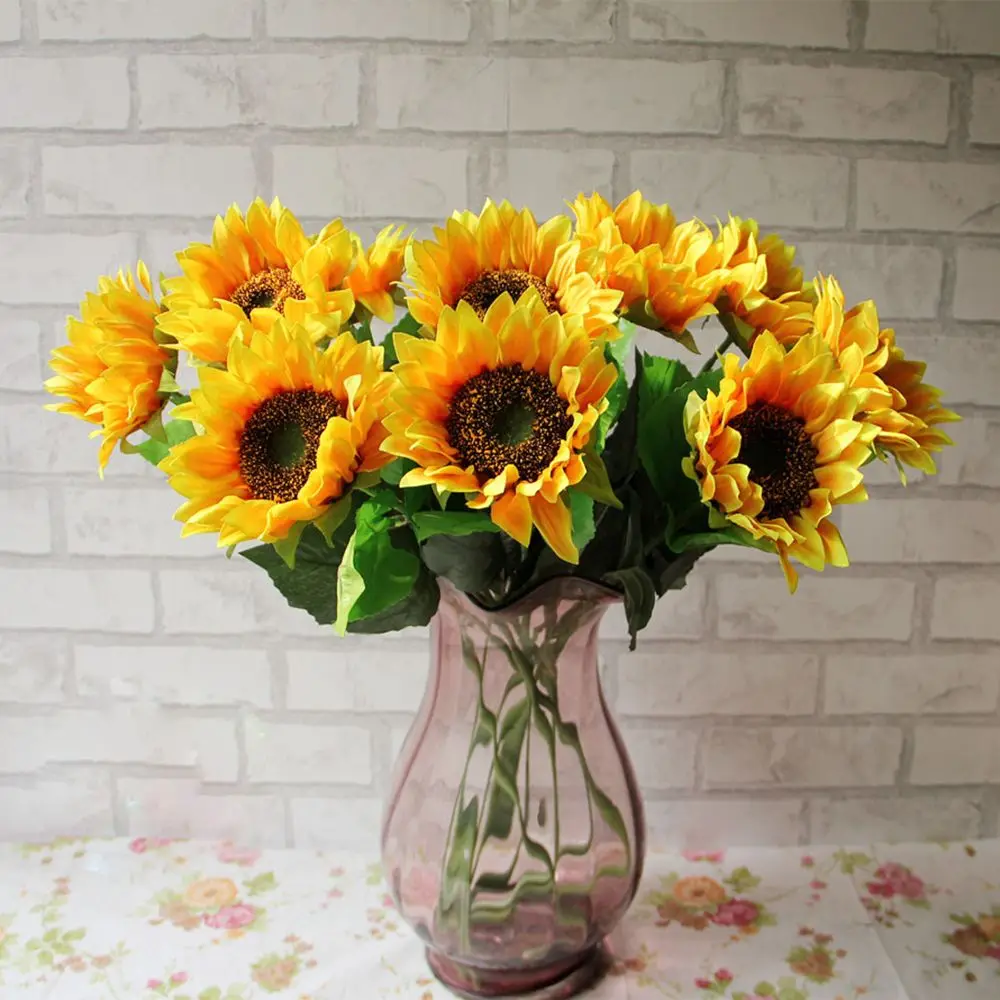 Искусственный букет подсолнухов из шелка украшение для дома свадьбы гостиной