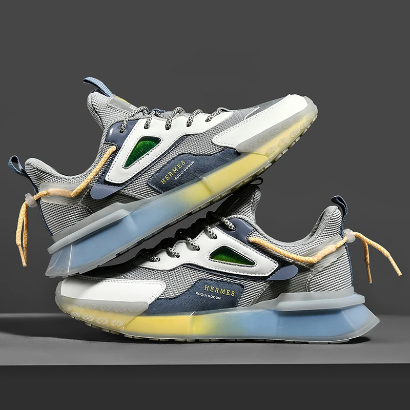 New Trendy Men Sports Shoes High Quality Solid Color Breathable Fashion Wear-resistant Outdoor Shock-absorbing | Спорт и развлечения