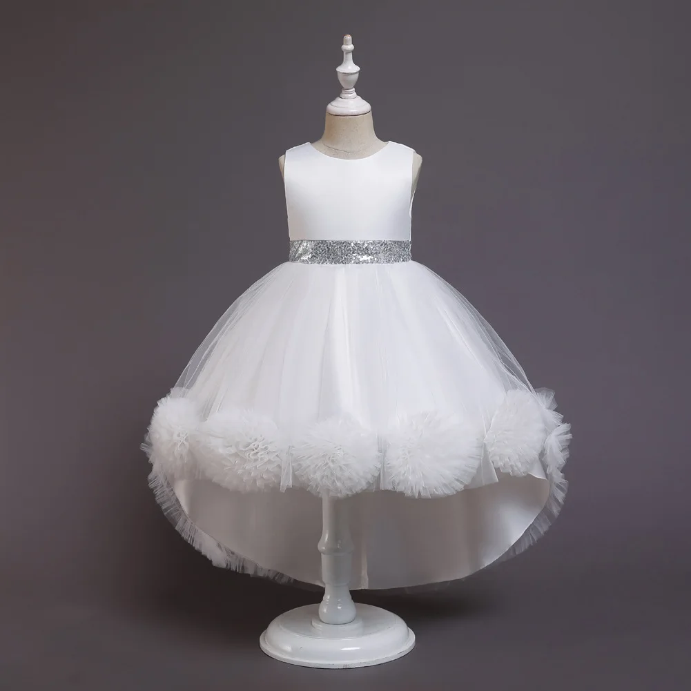 

Children Communion Pageant Wedding Elegant Prom Dresses for 2 To 10 Years Old Girls High Low White Party Dress Princess Kids
