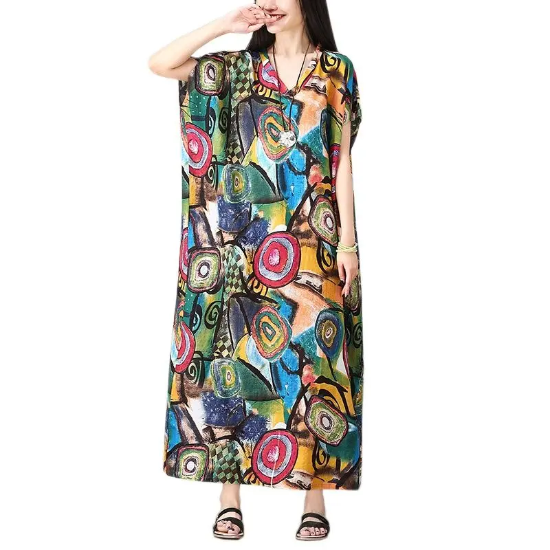 

ARCSINX Fashion Women's Dress Plus Size 10XL 9XL 8XL 7XL Print Casual Summer Dresses And Sundresses Oversized Long Dress Woman