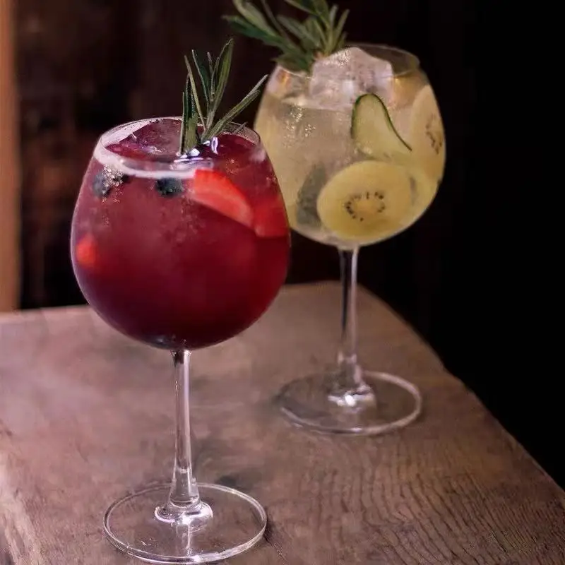 

2PCS/Top Grade Burgundy Goblet with A Big Belly, Oversized Round Glass