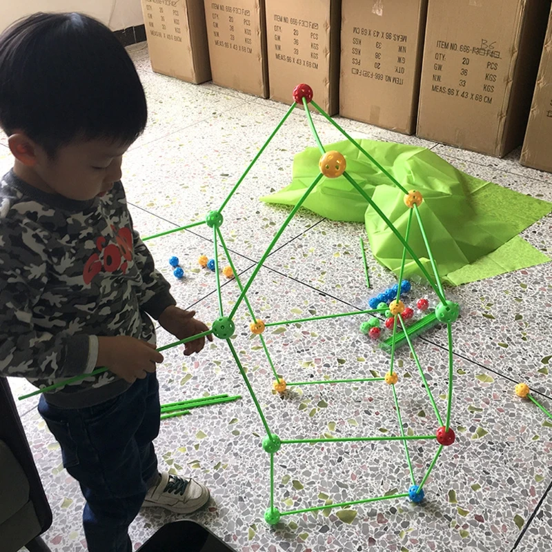 

Kids Construction Fort Building Castles Tunnels Tents Kit DIY 3D Play House Building Toys for Boys Girls Christmas Gift