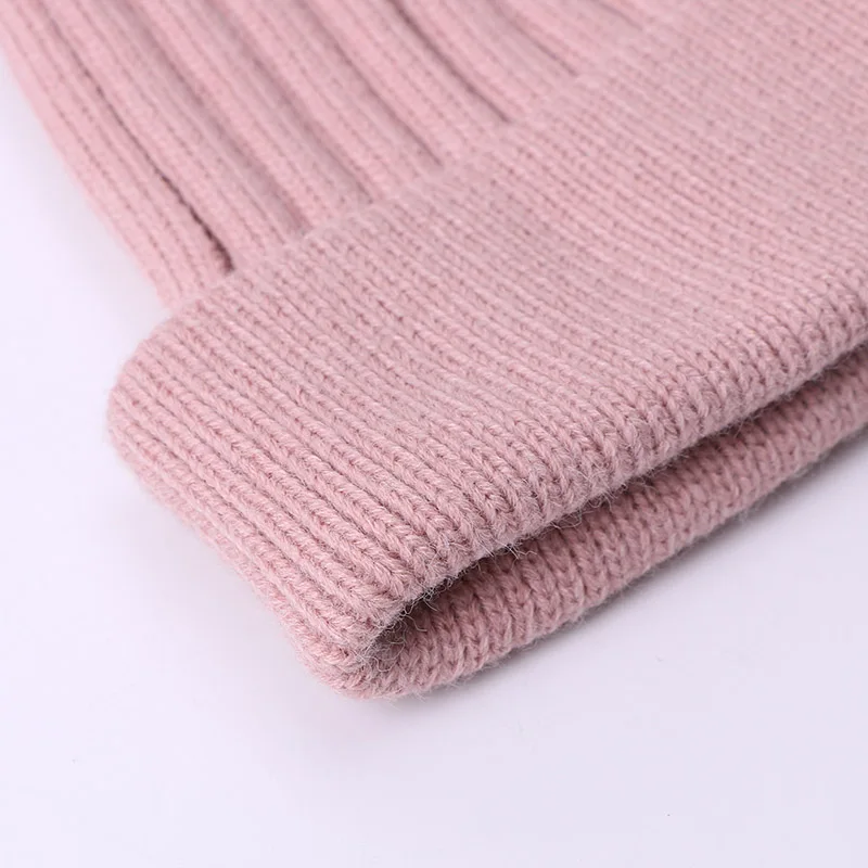 Женская Зимняя шерстяная шапка с помпоном из искусственного меха Модная вязаная