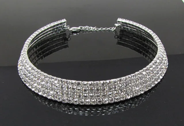 4row silver Горячая Распродажа Ограниченная серия колье ожерелье Макси Свадебные украшения 1 2 3 4 5 ряд ожерелье-чокер со стразами ожерелье s - Окраска металла: 4row silver
