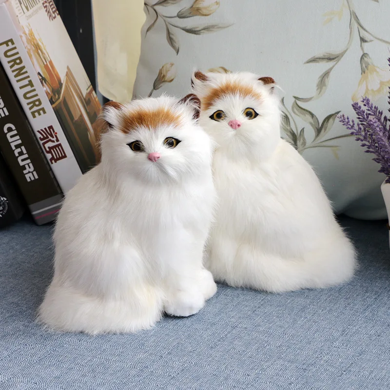 

Simulation Cat Stuffed Toy Cats Cute Plush Cat Art Ornaments Figurine Home Desk Car Decor Crafts Kids Animal Doll Gift