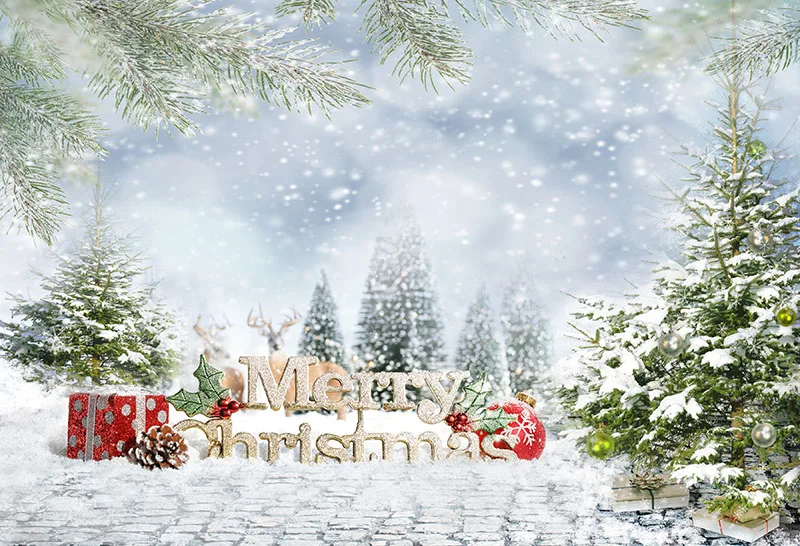 Виниловый фон для студийной фотосъемки с изображением рождественской елки