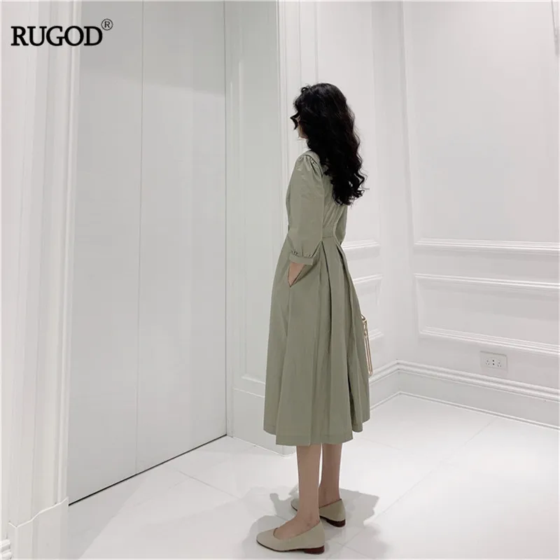 RUGOD, женское летнее платье, элегантное, v-образный вырез, офисное, для девушек, красивое платье, длинное, для вечеринок, платья, vestiodos