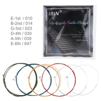 6pcsset acoustic flok guitar strings 010 047 inch steel core colourful coated copper alloy with nickel plated ball end