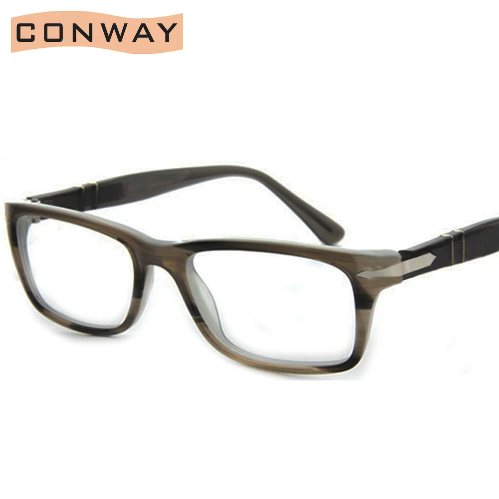 

Conway Acetate Clear Glasses for Men Rectangular Eyeglasses Frame Flexible Earpieces Male Glasses Rim Brand Design Wood Effect