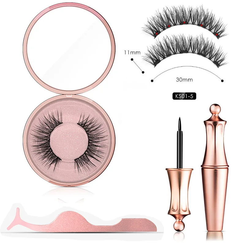 Natural Thick Magnetic Eyeliner Eyelashes Set No Glue Prevent Allergy Handmade Magnetic Fake Eyelashes With Eyelashes Applicator - Цвет: MP074As01