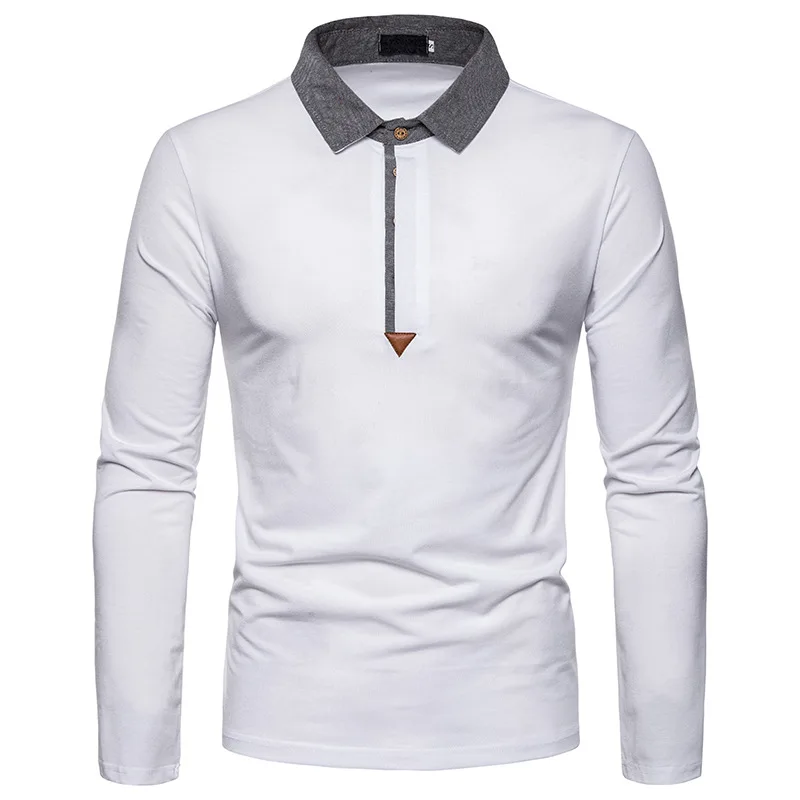 White Брендовые мужские поло s рубашка поло модный Hombre мужская одежда однотонная masculino деловая Повседневная рубашка с длинными рукавами хлопок MOOWNUC - Цвет: White