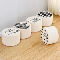 modern round cloth stool for sofa under coffee chair for home detachable multifunctional cartoon living room changing lovely kids shoes with lid buenoa load capacity