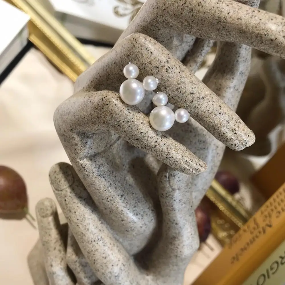 

ANI Natural Fresh Water Pearl Earrings for Women Wedding Stud Earrings Luxury Handmade Fine Jewelry Earrings for Birthday Gift