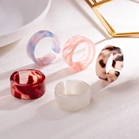 summer new fashion colorful acrylic resin geometric round transparent rings set for women party travel jewelry girl gifts