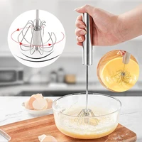 stainless steel hand pressure rotating semi automatic mixer coffee milk mixing eggbeater handheld mixer kitchen cooking tools