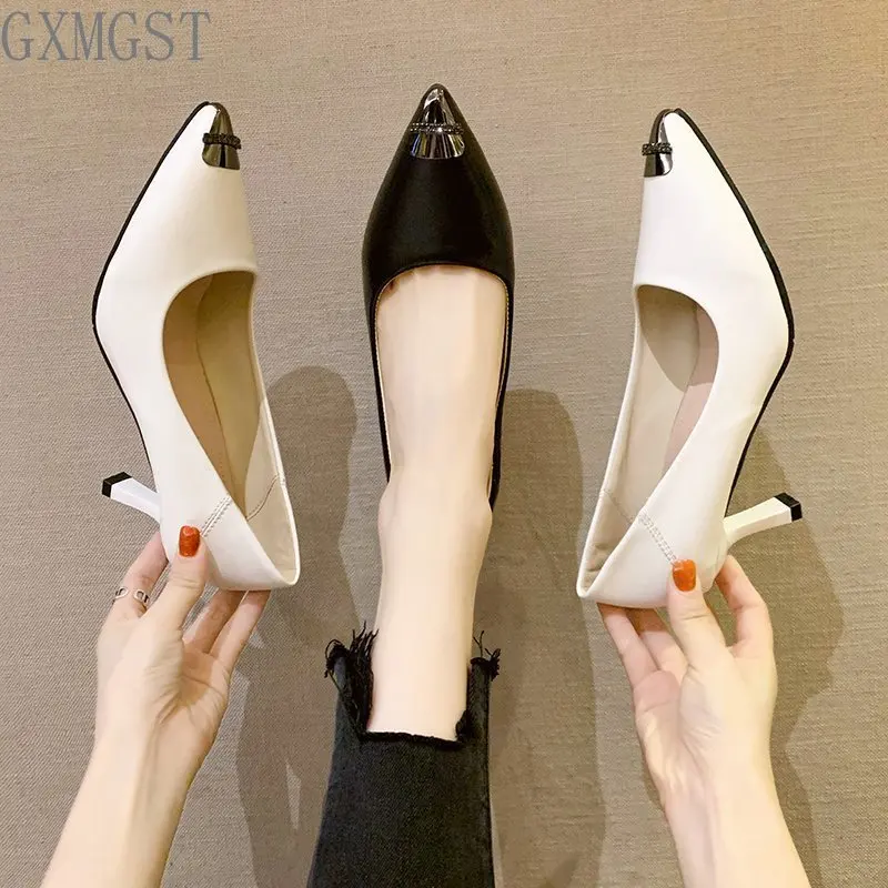 

2021 New High Heels Women's New Spring and Autumn Stiletto High Heels Pointed Sexy Nightclub Rhinestone Thick Heel Pumps