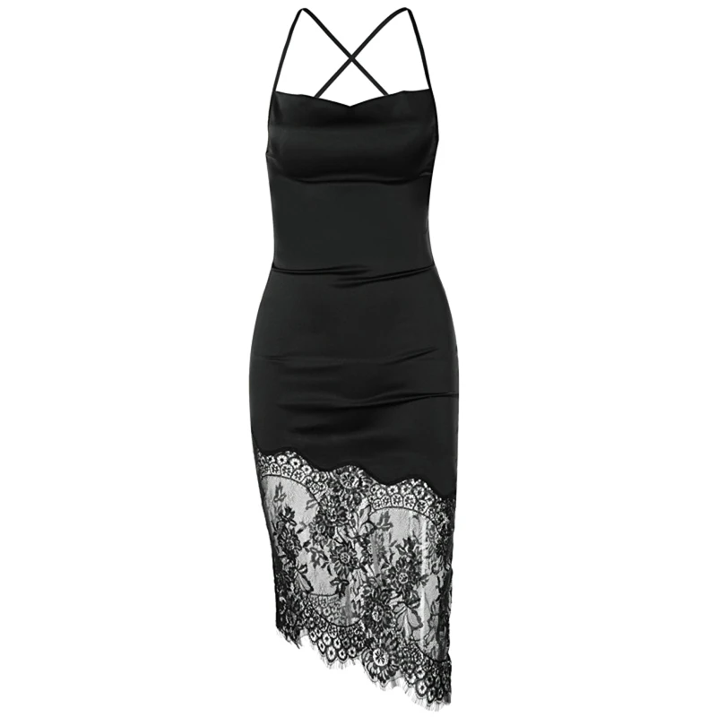 

Sexy Spaghetti Strap Lace Bandage Midi Dresses Elegant Party Night Club Fashion Sexy Backless Strap Dress Women Clothes