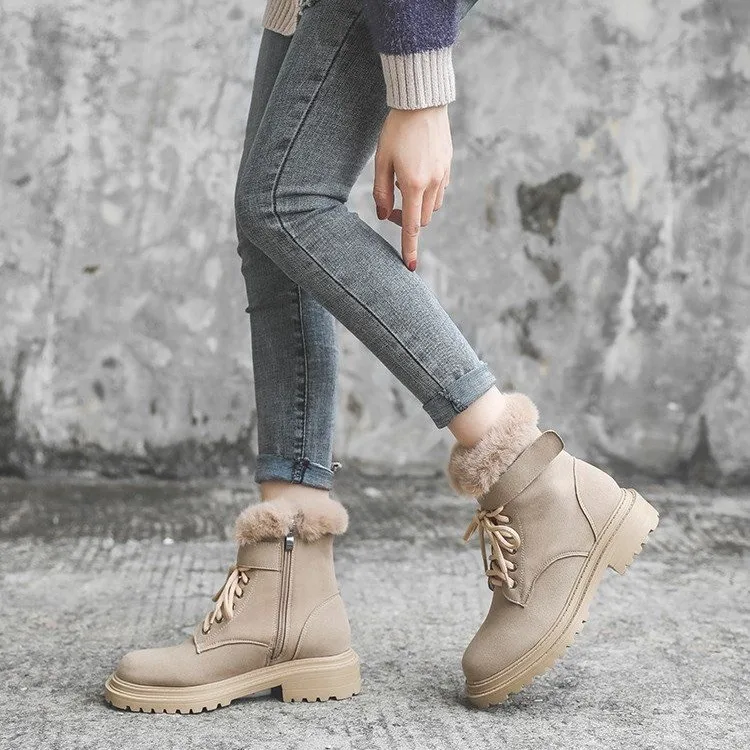 

Snow boots women's new fashion autumn and winter plus velvet comfortable Martin boots thick-soled non-slip women's cotton shoes