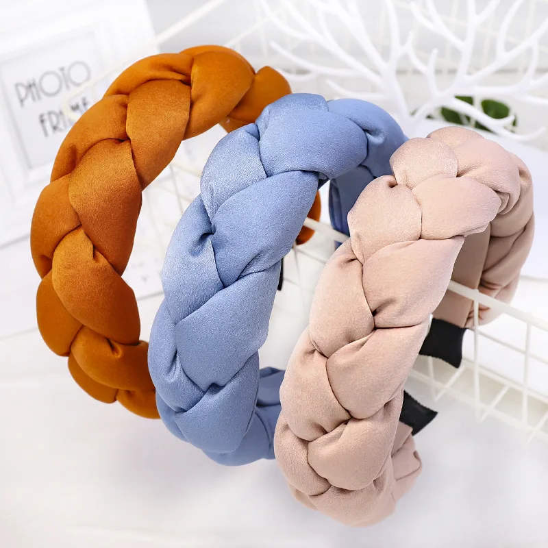 Vintage Thick Sponge Silk Cloth Hair Bands For Women Turban Braided Hairband Headband Hoop Clips Girls Accessories |