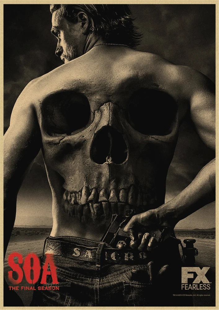 Плакат Сыновья Анархии из классического фильма постер крафт-бумаги для бара кафе