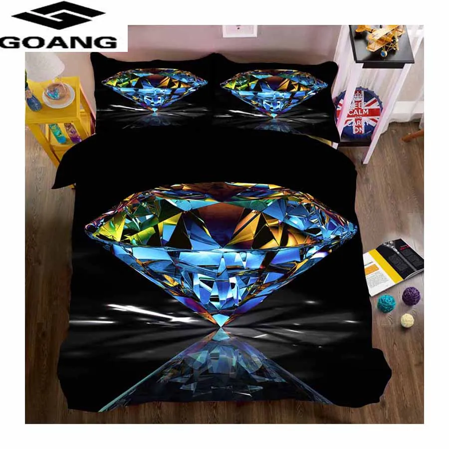 

GOANG sell well reactive printing bedding set duvet cover set 240/220 and pillowcases linen bed cover lover gifts luxury diamond