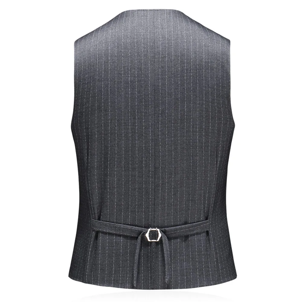 Костюм мужской классический в полоску блейзер и брюки жилет двубортный офисный