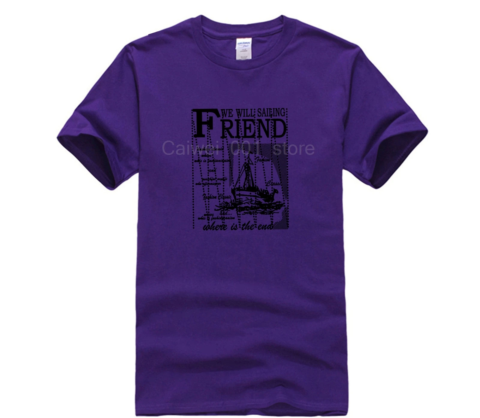 

New Summer Men's Casual Print T Shirt 2020 New summer fashion sailing print cotton short sleeved T personality T shirt