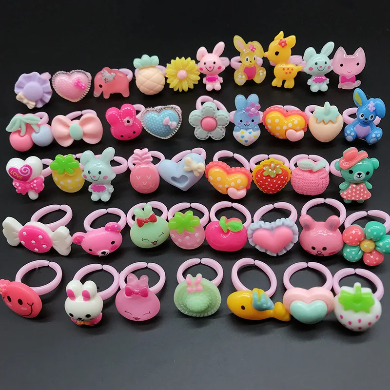 

20Pcs Cute Cartoon Pink Ring Treat Kids Birthday Baby Shower Party Favors Guests Funny Gifts Pinata Fillers Finger Decorate