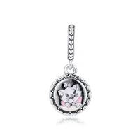 pink cat lady dangle charm fits for woman diy jewelry bracelets bangle charms 925 original silver beads