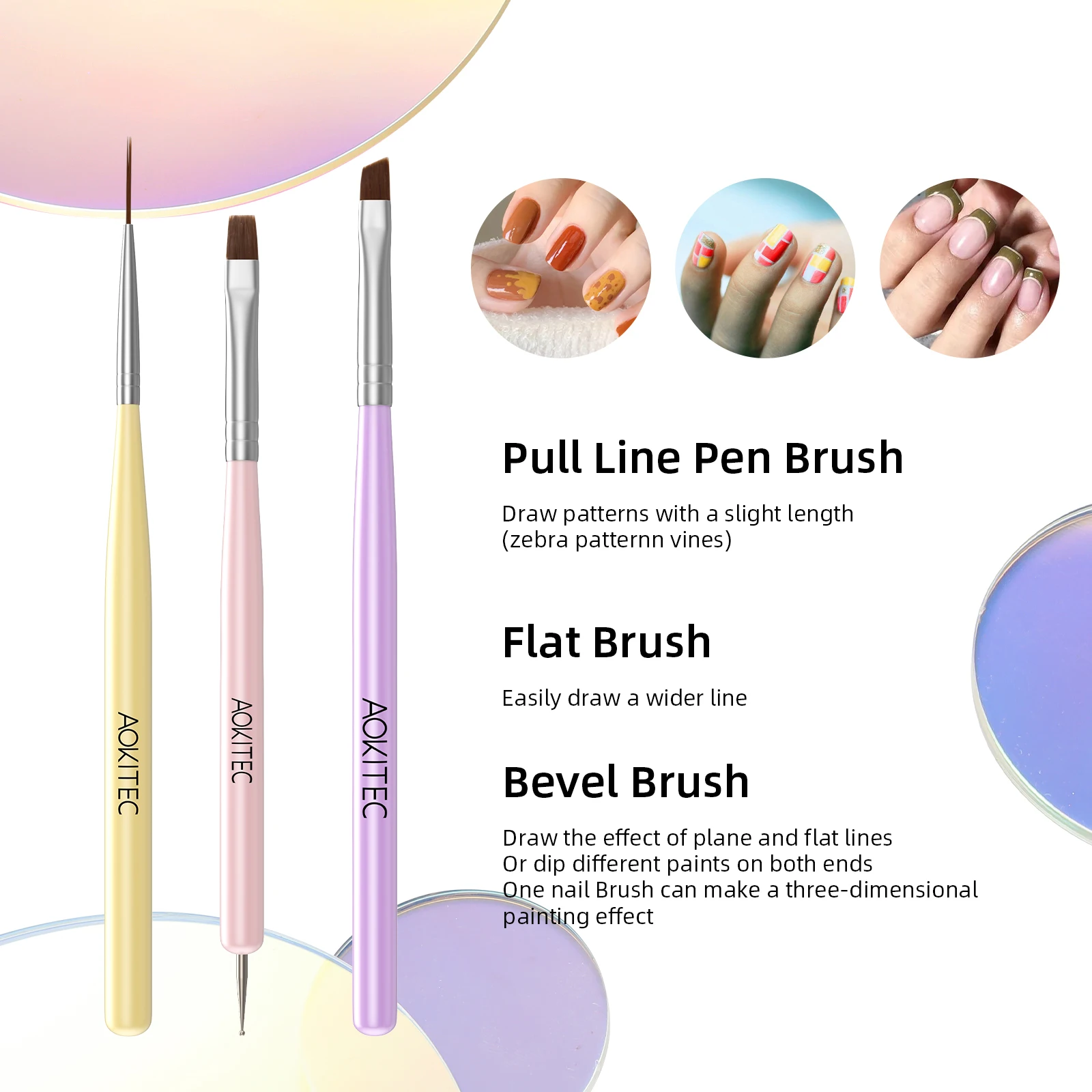Набор кистей для дизайна ногтей Aokitec 6 шт. УФ-Гель-лак ручка кисть рисования резьбы