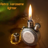 new retro watch kerosene lighter metal mini portable keychain gasoline grinding wheel lighters gift oil inflated men gadgets