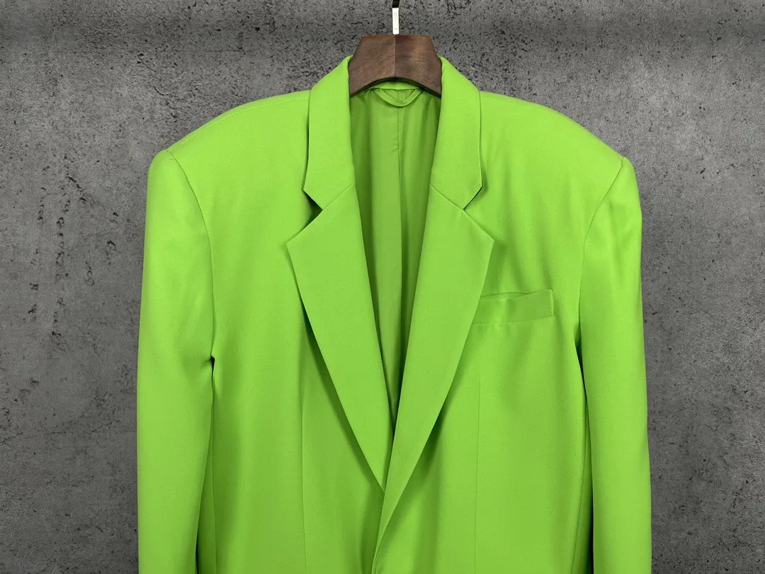 High Quality 2021 Women New Spring Green Loose Blazer Coat Female Luxury Fashion 97% Wool Jacket Ddxgz2 1.07