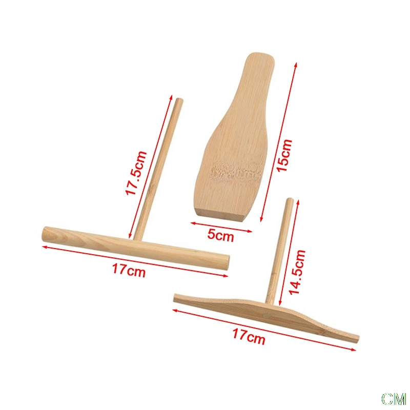 

3pcs Wooden Rake Round Batter Pancake Crepe Spreader Kitchen DIY Tools Stick Home Kitchen Tool DIY Restaurant Canteen Specially