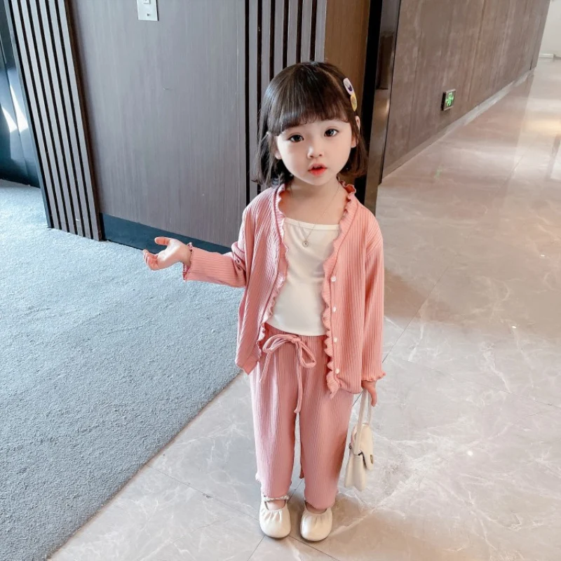 Loose Spring Summer Children's Clothes Set Baby Girls Sweatshirts + Pants 2pcs/Set Kids School Beach Outdoor Teenage Girl Clothi