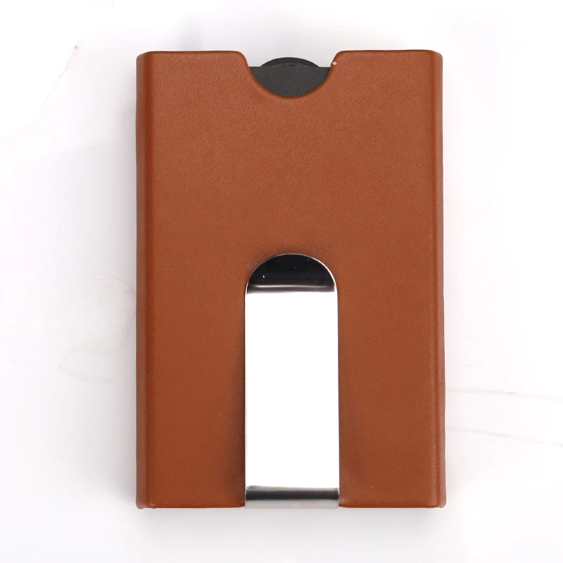 15PCS / LOT Aluminium  Metal Creative Travel Card Case PU Leather Pull Type Security Card Box Business Credit Mini Card Walletsr