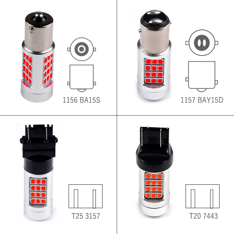 1156 1157 3157 7443 S25 T20 T25 BA15S BAY15D Светодиодные красные стоп-сигналы Лампы Задний третий