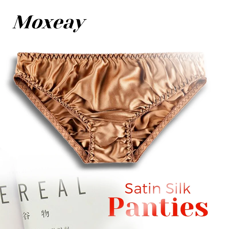 Женские атласные шелковые трусики Moxeay бесшовные с низкой посадкой красные