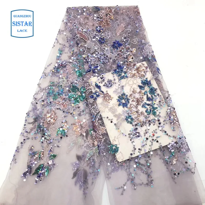 High Quality French Nigerian Sequins Net Lace For Women 2020 Tulle Mesh Sequence Fabric Party Dress 5 Yards/lot |