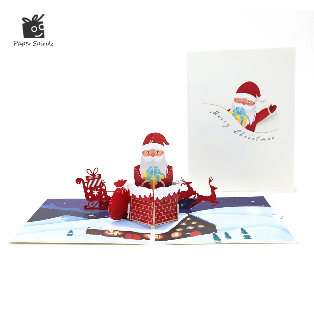 

Santa Claus Pop UP Handmade Christmas 3D Greeting Card New Year Thank You Card Party Invitations Gifts Business Gift Postcard