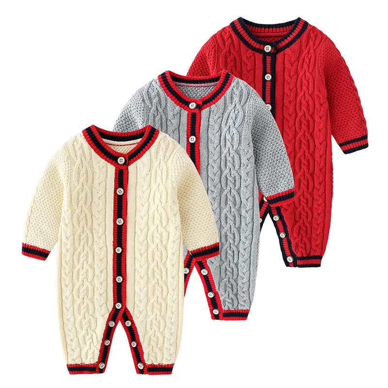 MudiPanda/Модный Зимний вязаный свитер с пуговицами для новорожденных мальчиков и