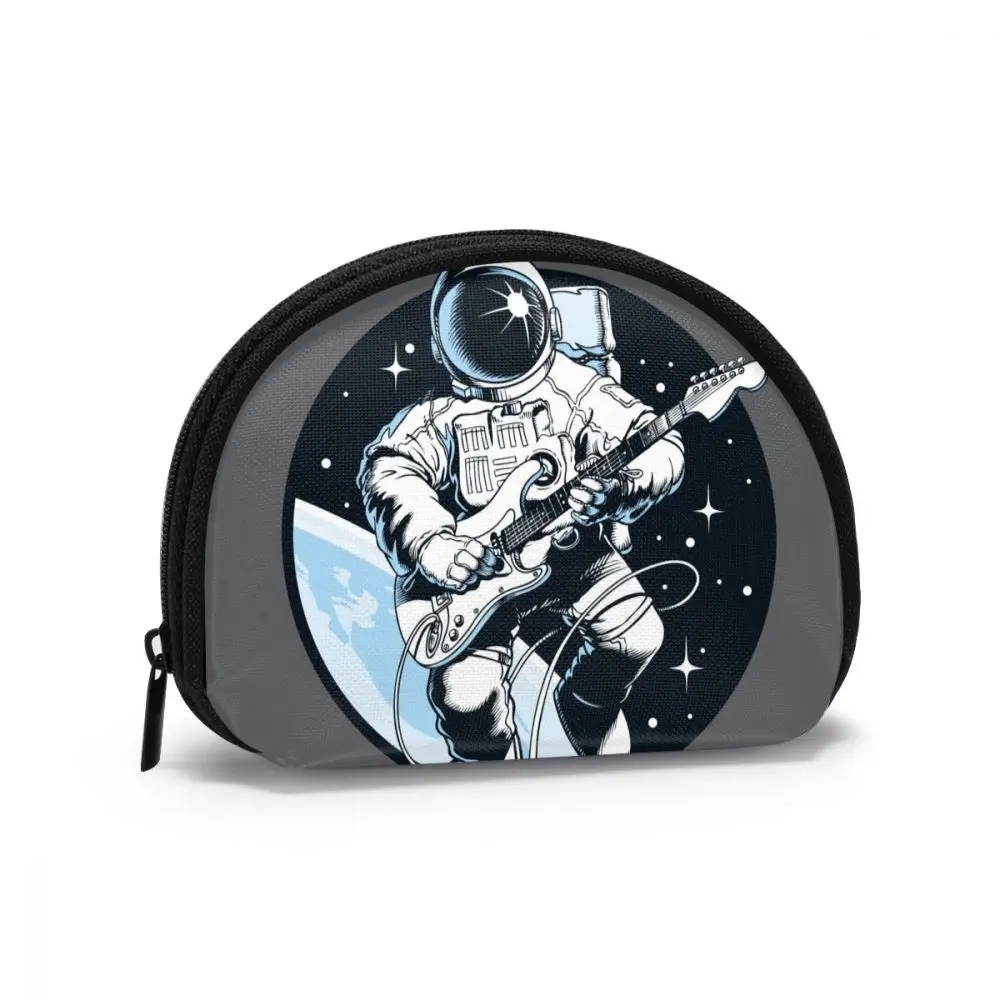 

Короткий кошелек для женщин, кредитница для мелочи, маленький Дамский бумажник с мультяшным астронавтом, играющим на электрогитаре в космо...