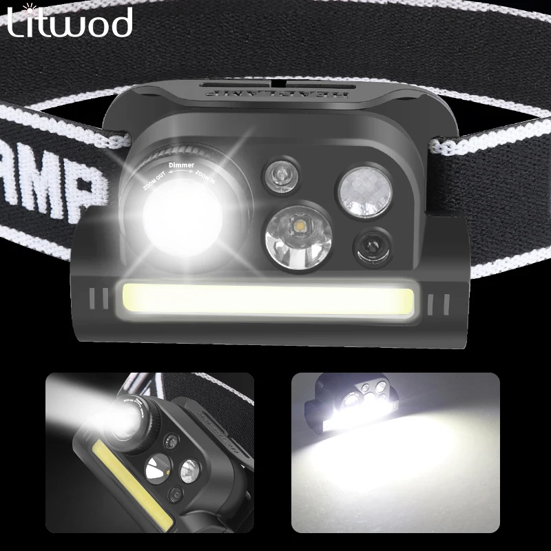 

Built In 18650 Battery Usb Rechargeable Working Light Sensor XP-G Q5 Zoomable Headlamp Head Lamp Headlight Waterproof 2500lm Led