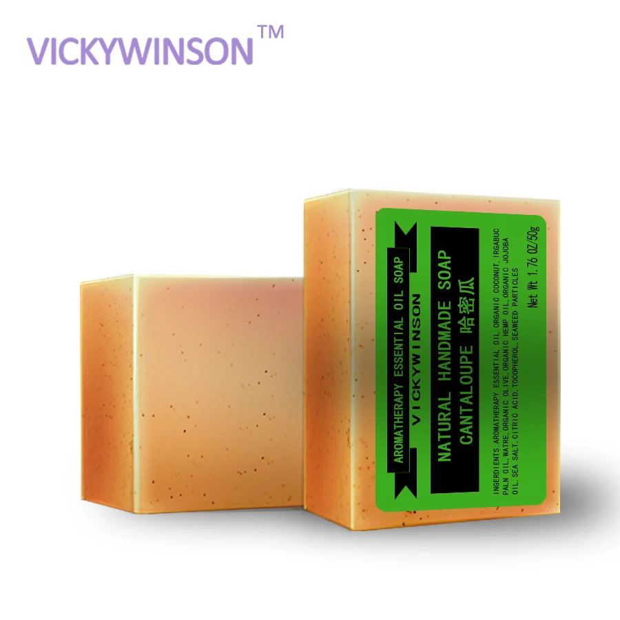 

VICKYWINSON Дыня ароматерапия, эфирные масла мыло-скраб 50 г натуральную кожу Скраб пилинг мыло ручной работы, мыло холодного приготовления
