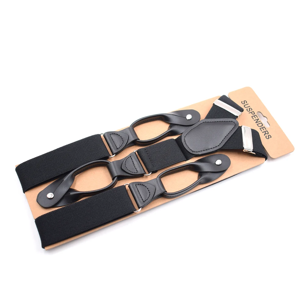 Подтяжки Мужские Винтажные из искусственной кожи Ширина 3 5 см цвет черный |