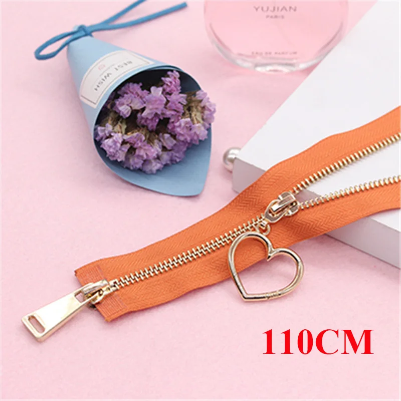 orange 110cm Meetee 5#70-120 см металлическая молния двойной ползунок открывающийся Декор молния для DIY швейная одежда пальто куртка ремесла аксессуары AP543 - Цвет: orange 110cm