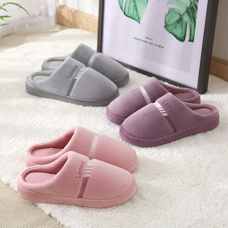 Домашние теплые хлопковые тапочки для мужчин и женщин Осень-зима домашние