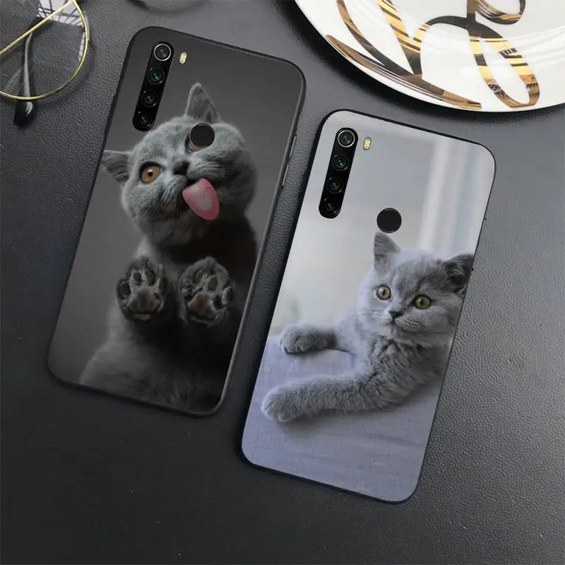 

British shorthair cat cute animal Phone Case For Xiaomi Redmi note 7 8 9 t max3 s 10 pro lite coque shell cover funda