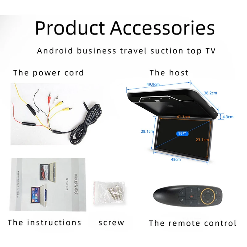 $276.94 2022 New Android 9.0 Car Monitor 19 Inch Car Video Playes 1080P Multimedia HD Ceiling TV Roof Mount Display Bluetooth Wifi HDMI