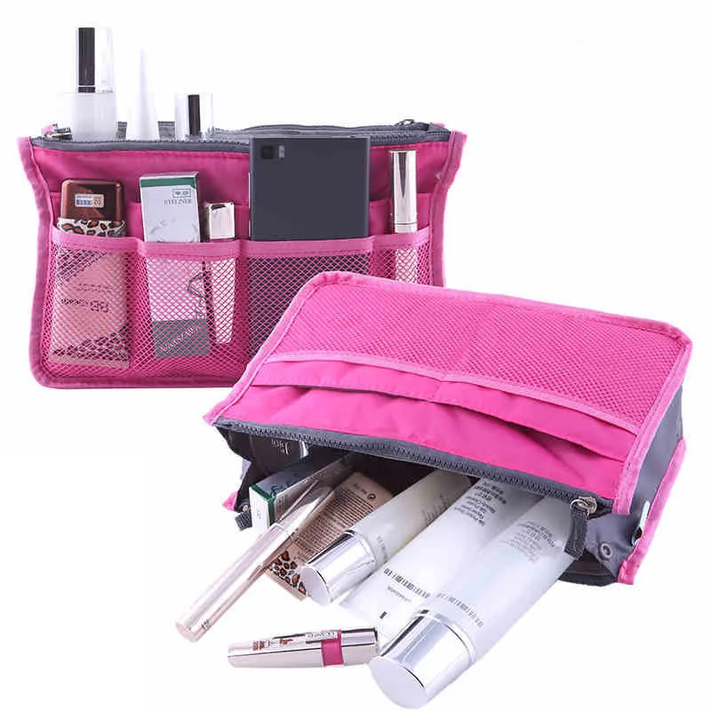 

1 Pcs Travel Handbags Multifunctional Cosmetic In Bags Double Zipper Makeup Bag Portable Women Supplies 28*16.5*8.5cm